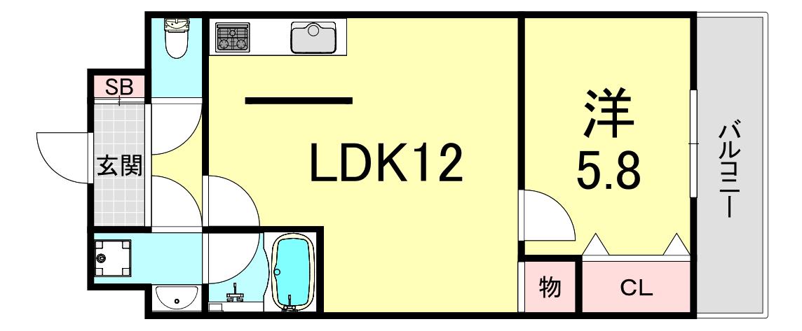 YKハイツ旭が丘(1LDK/3階)の間取り写真