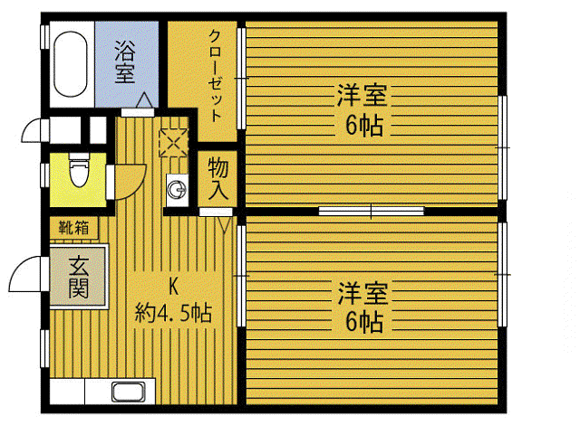 パナハイツ甲斐(2DK/1階)の間取り写真