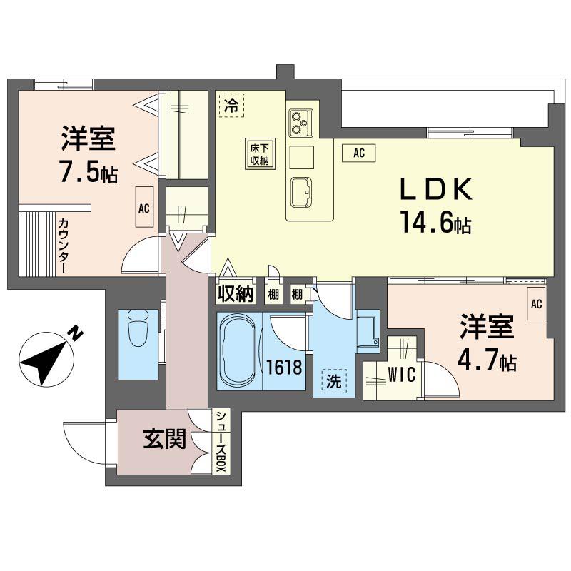 グランドレッセ(2LDK/1階)の間取り写真