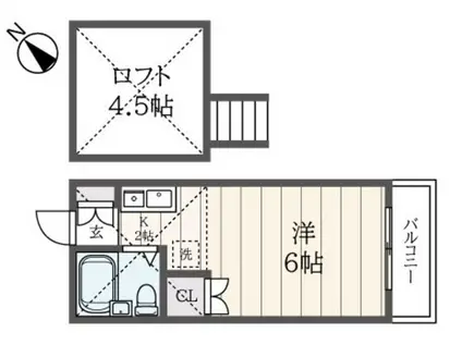 ドミールワダ(1K/1階)の間取り写真