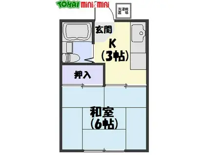 ドミール麻(1K/2階)の間取り写真