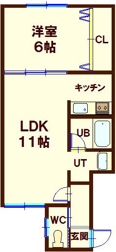 コーポニッタ(1LDK/1階)の間取り写真