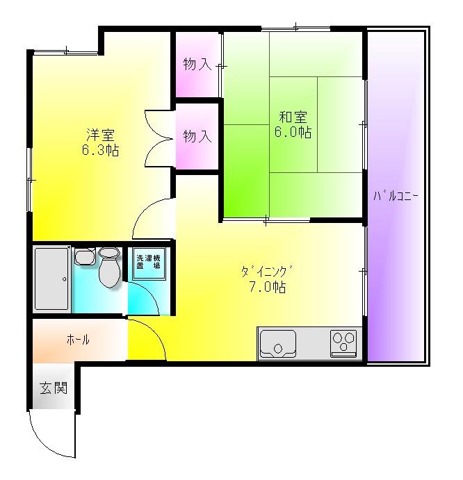志紀ロイヤルハイツ(2DK/3階)の間取り写真