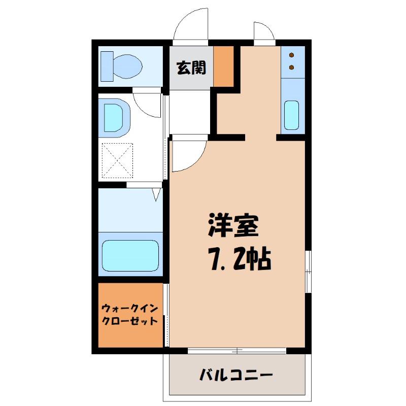 ヴァン・ソレーユA(1K/2階)の間取り写真