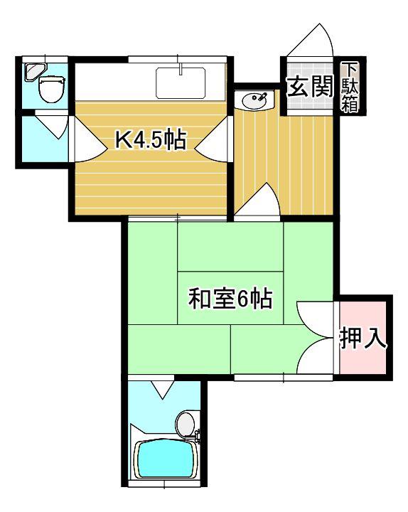 白百合荘(1K/1階)の間取り写真