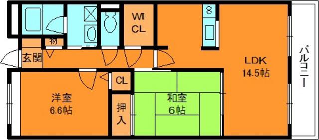 ラフォーレ三郷弐番館(2LDK/1階)の間取り写真
