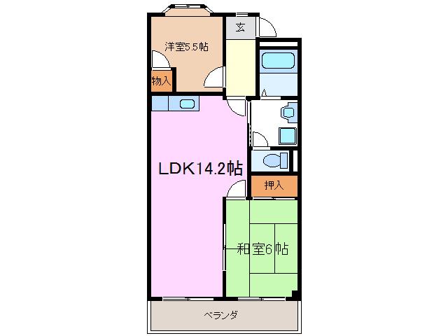 カピラハイツ(2LDK/2階)の間取り写真