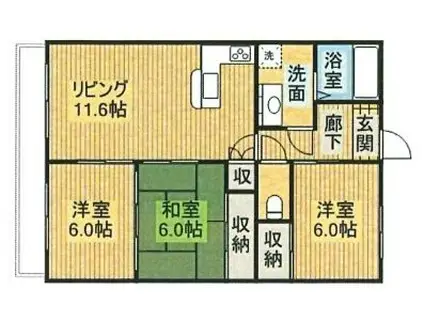 ビジネス・ワン板付(3LDK/5階)の間取り写真