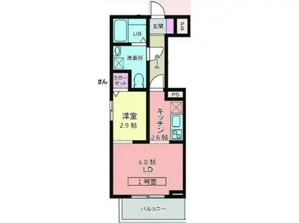 メリディアン川平壱番館(1LDK/1階)の間取り写真