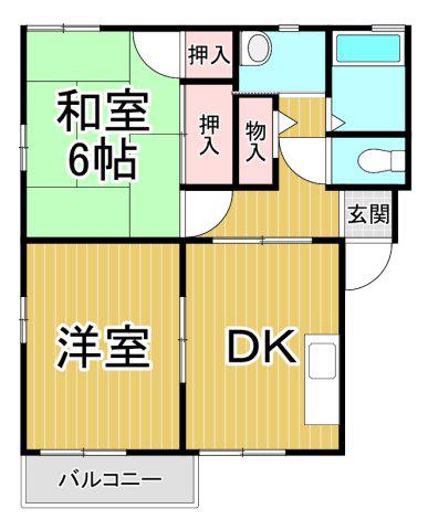 メゾンエスペレ(2DK/2階)の間取り写真