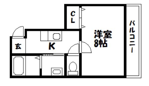 APARTMENT IN イースト(1K/1階)の間取り写真