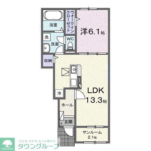 アミュレット(1LDK/1階)の間取り写真