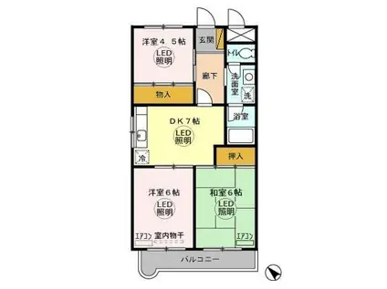 メゾンドゥ・ボヌール(3DK/1階)の間取り写真