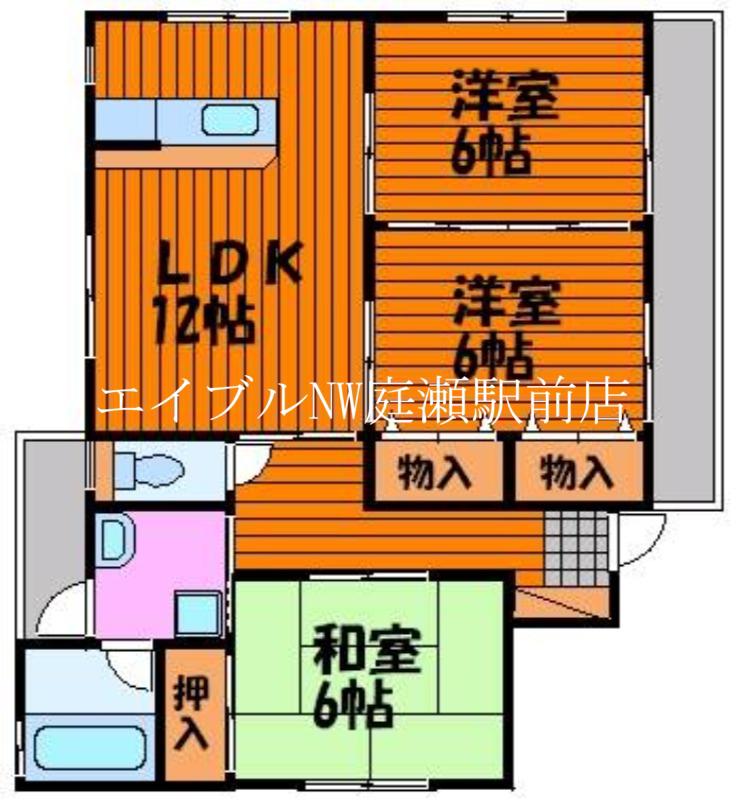 フラワーハイツV(3LDK/2階)の間取り写真
