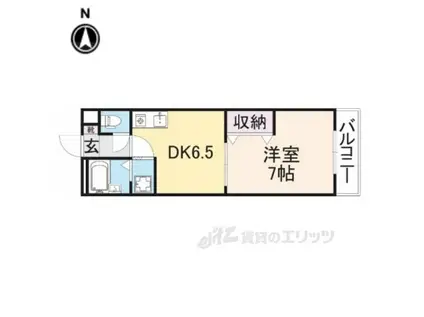 ウエストヴィレッジ(1DK/1階)の間取り写真