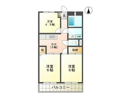 グリーンハイツI(3DK/4階)の間取り写真