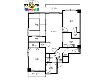ファミーユ八幡(3LDK/2階)の間取り写真