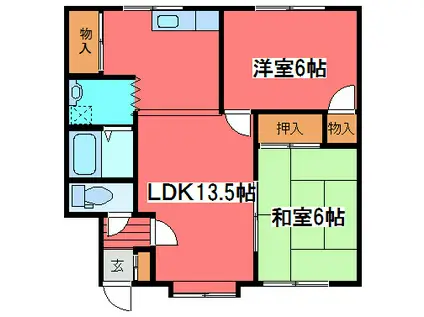 ハイツ第2クラークヒル(2LDK/2階)の間取り写真