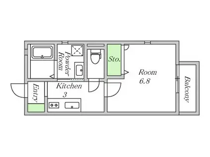 カサ サンボンギ(1K/1階)の間取り写真