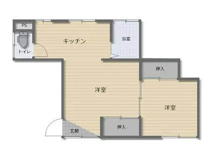 白濱ビル(2K/2階)の間取り写真