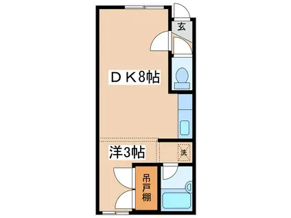 パークサイドB(1DK/2階)の間取り写真