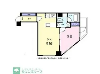 ベルファース麻布十番(1DK/7階)の間取り写真