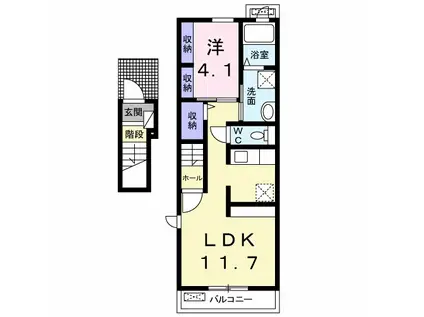 パレスシュティルC(1LDK/2階)の間取り写真