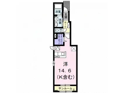 スプレンドルII(ワンルーム/1階)の間取り写真