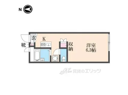 レオパレスソレイユ(ワンルーム/1階)の間取り写真