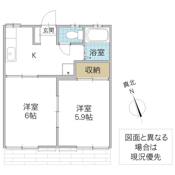 コーポ小畑(2K/1階)の間取り写真