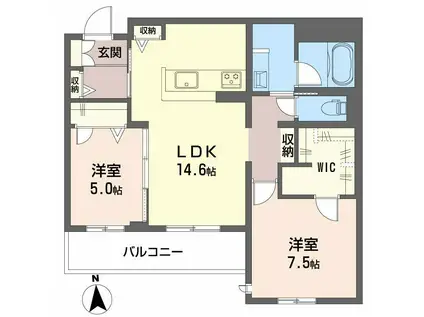 フレシア天王寺(2LDK/3階)の間取り写真