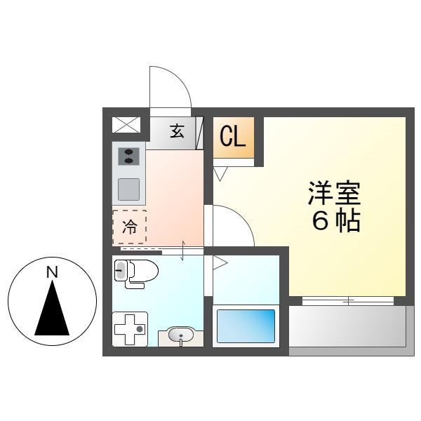 CRASTINE名楽町(1K/2階)の間取り写真