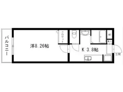 遠州鉄道 上島駅 徒歩65分 4階建 築17年(1K/2階)の間取り写真