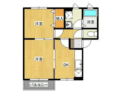 シャン・ド・フルール(2DK/1階)の間取り写真