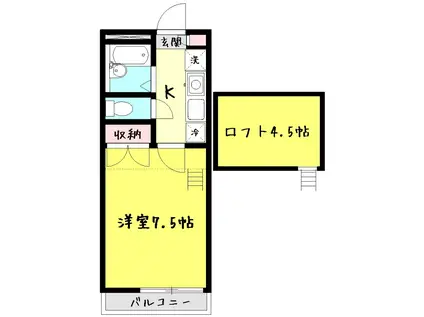 ルーチェブレス赤塚(1K/2階)の間取り写真