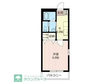 グランディール(1K/3階)の間取り写真