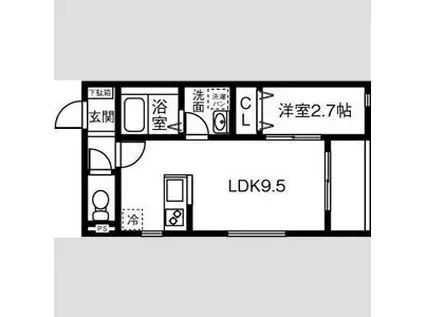 LA BLANCHE(1LDK/2階)の間取り写真