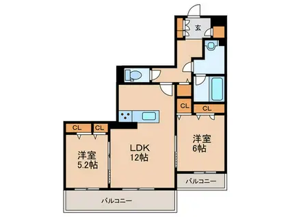 ロイヤルパーク本城(2LDK/3階)の間取り写真