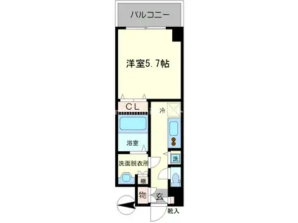 ルクレ難波(1K/7階)の間取り写真