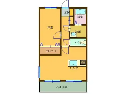 カーサ小川II(1LDK/1階)の間取り写真