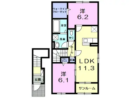 ルナクレシェンテ II(2LDK/2階)の間取り写真