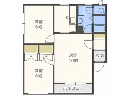 カルテット(2LDK/1階)の間取り写真