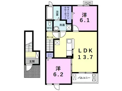 コスモ武豊I(2LDK/2階)の間取り写真