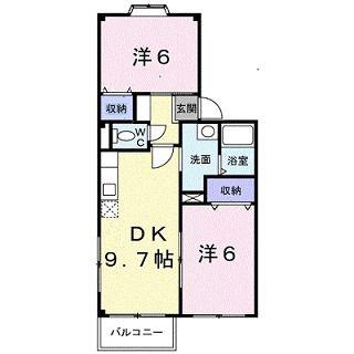 ボンヌシャンス(2DK/1階)の間取り写真