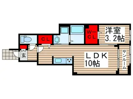 カーサ・プリート(1LDK/1階)の間取り写真