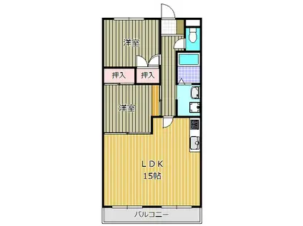 グミヒルズ(2LDK/3階)の間取り写真