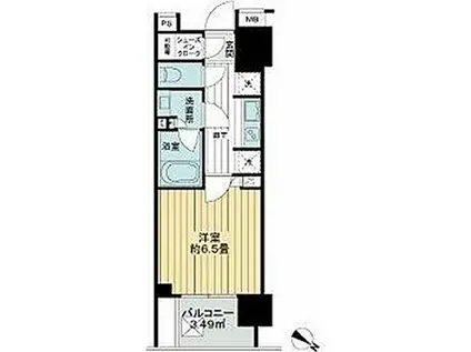 ライオンズ横濱関内レジデンス(1K/10階)の間取り写真