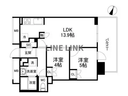 BRILLIATOWER箕面船場TOP OF THE HILL(2LDK/10階)の間取り写真