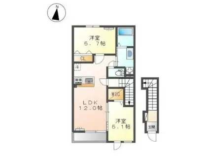 セレーナ(2LDK/2階)の間取り写真