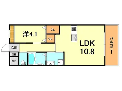 クロシェット ラクテ(1LDK/3階)の間取り写真